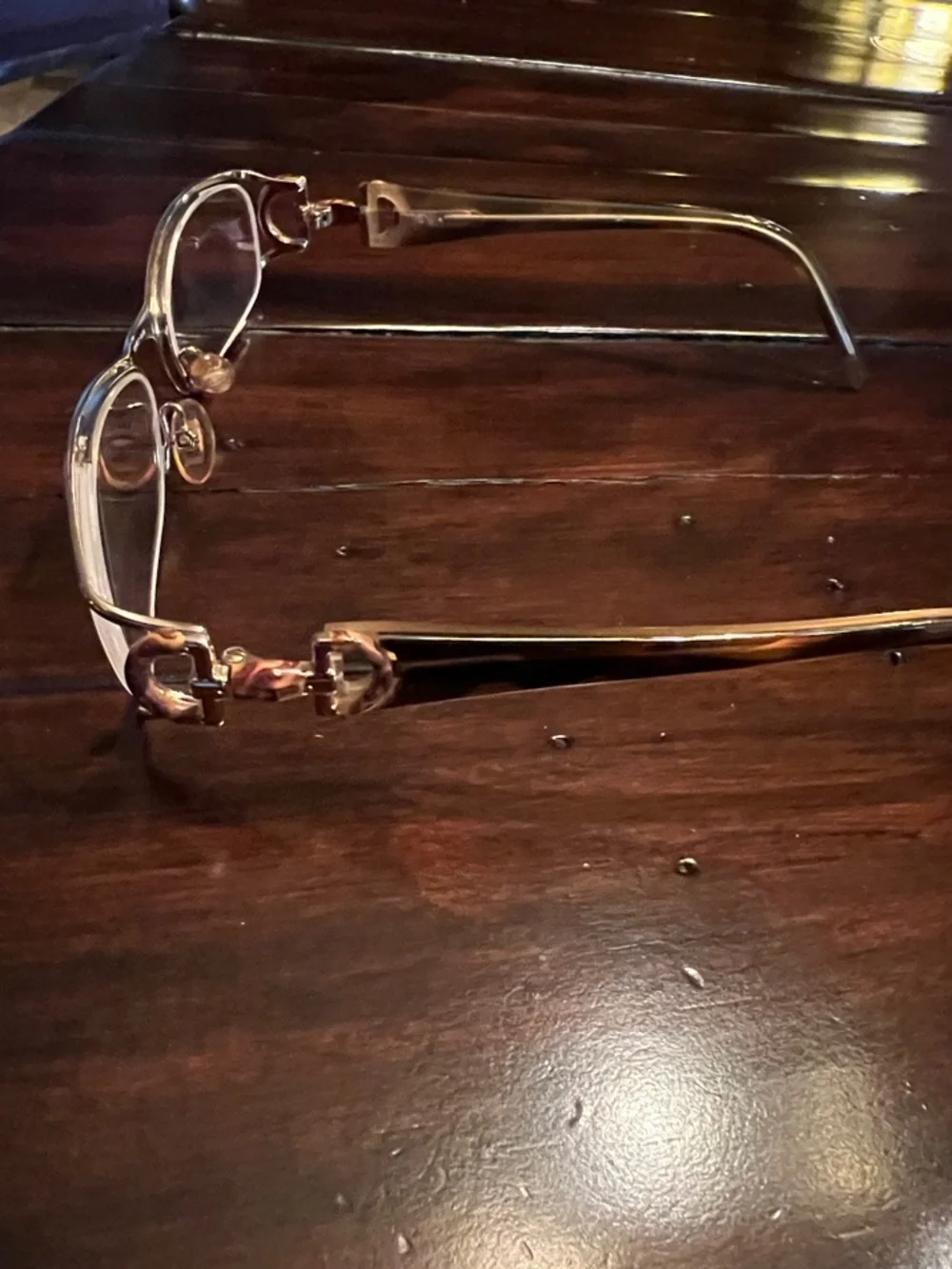 Gucci Gold/Tortoiseshell Slim Rectangular Glasses - Picture 2 of 10